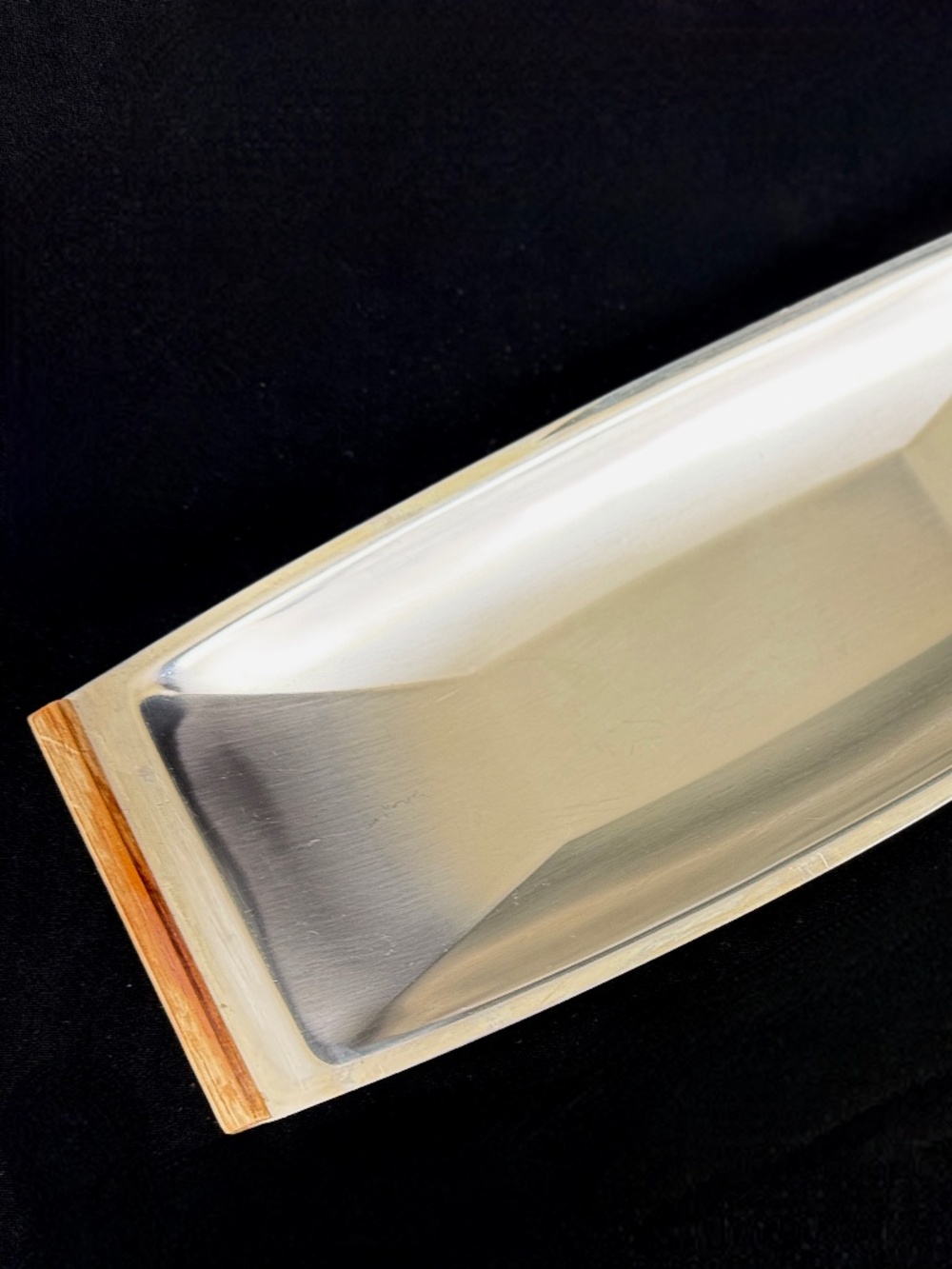 Vtg 1960s DKF Lundtofte Danish Modern Stainless Steel Serving Dish Teak Handles